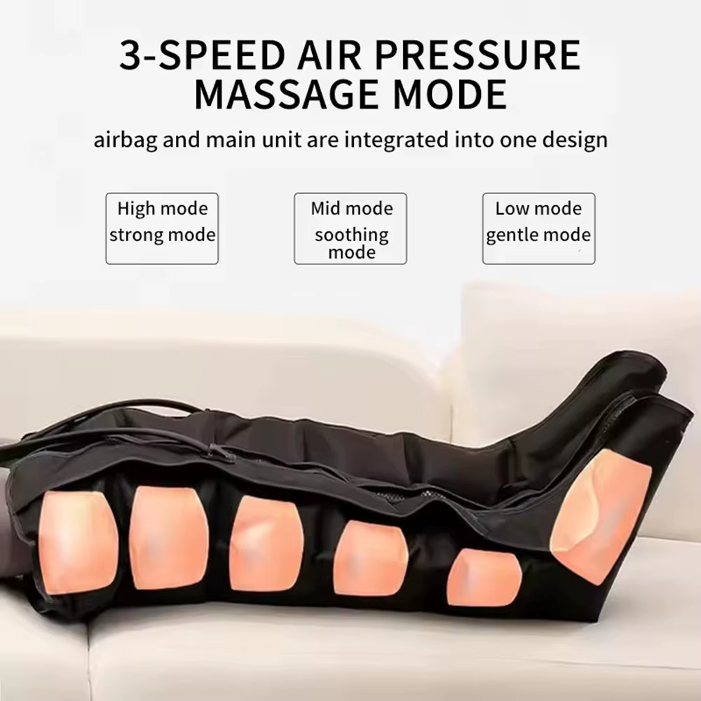 Air Compression Leg Massager Boots – Full Leg Circulation Recovery System with 6 Airbags, 3 Modes & Adjustable Pressure